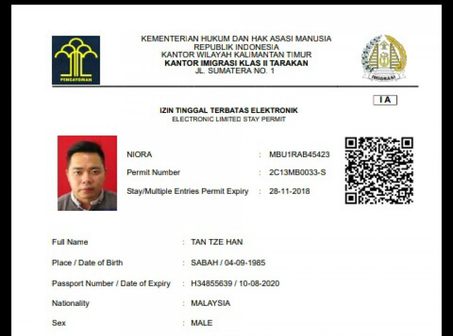 Screenshot ijin tinggal warga malaysia