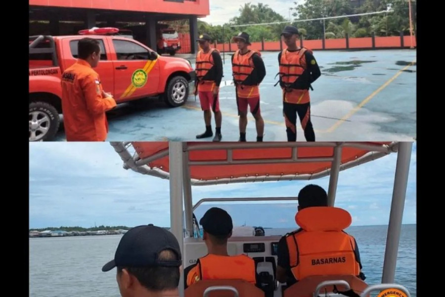 Kantor Pencarian dan Pertolongan Tarakan menerjunkan satu tim rescue dari Kansar Tarakan untuk pencarian seorang korban kecelakaan perahu ketinting di Pulau Tias Kabupaten Bulungan, Sabtu (11/11/2023). (Foto: ANTARA)
