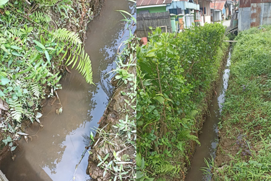 Warna air di parit kembali normal di blok C, Gang Family, Jalan Gerilya. (Foto: Istimewa)