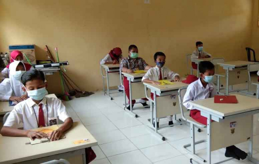 Penerapan PTM di SDN 022 Berambai beberapa waktu lalu. ( Foto: istimewa)