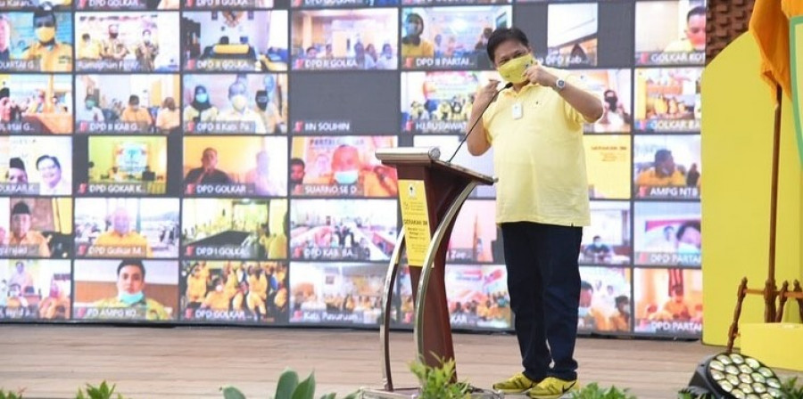 HUT ke-56 Partai Golkar yang digelar secara virtual kemarin. (Foto: golkartwitter)