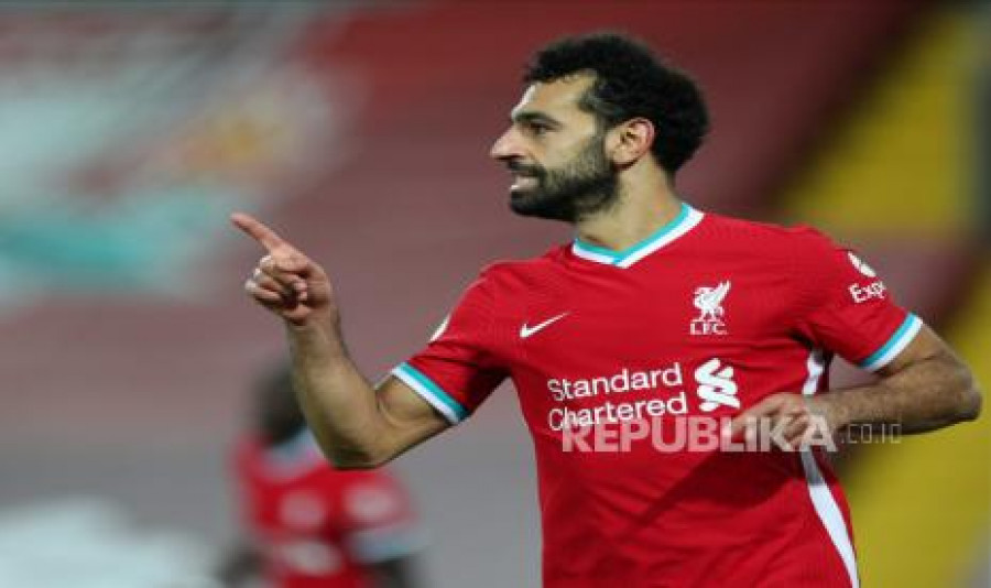Bintang Liverpool Mohamed Salah. ( Foto : EPA-EFE/Peter Byrne)