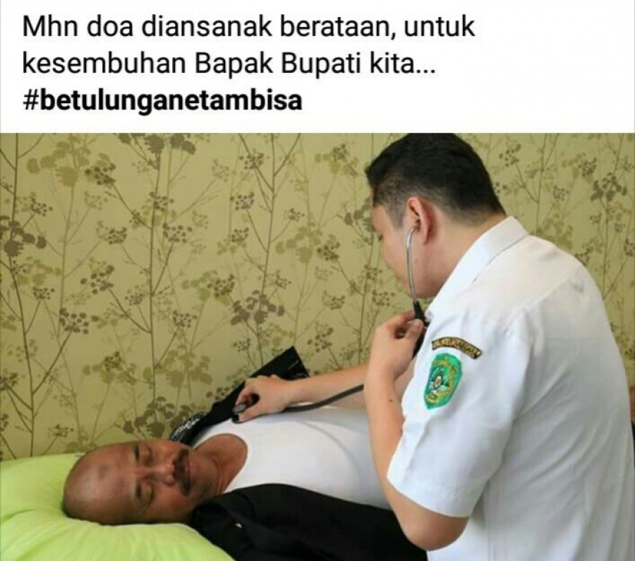 Postingan Relawan Edi Damansyah pada Jumat (13/9/2019) pukul 16.10 WITA yang meminta doa masyarakat untuk kesembuhan bupati (Foto: FB/Relawan edi damansyah )
