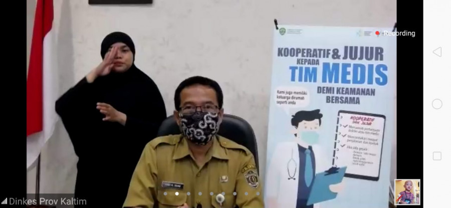 Jubir Penanganan Covid-10 Kaltim, Andi Muhammad Ishak dalam rilis virtual dengan aplikasi Zoom, Senin (20/04/2020) petang (Rusdi/korankaltim.com)