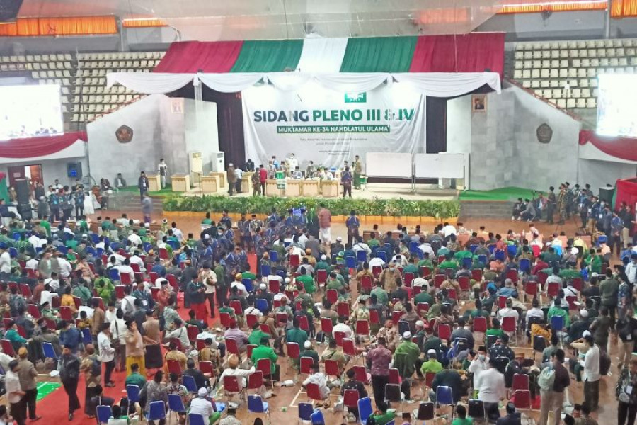 Suasana pemungutan suara calon Ketua Umum PBNU di Universitas Lampung, Jumat (24/12/2021). (ANTARA/Asep Firmansyah)
