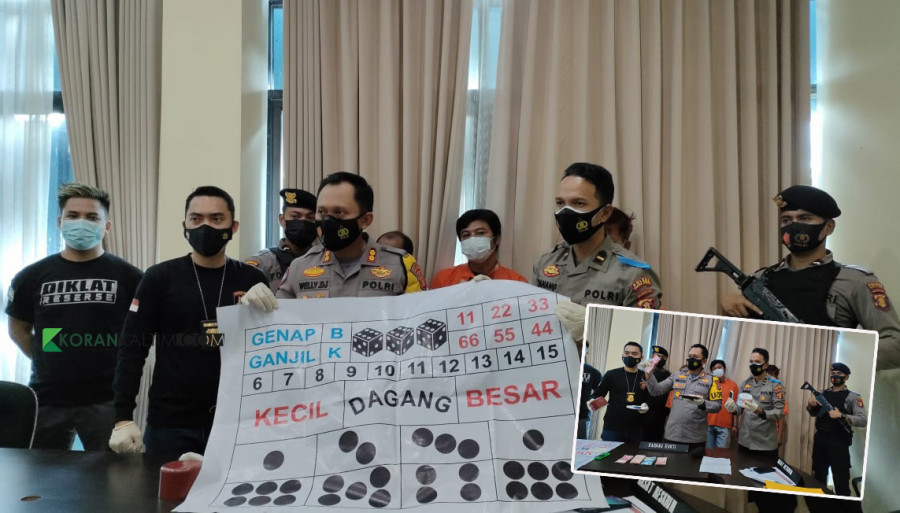 Pengungkapan kasus perjudian dengan mengamankan tiga orang pelaku beserta sejumlah barang bukti (Foto: Zulhamri/korankaltim.com)