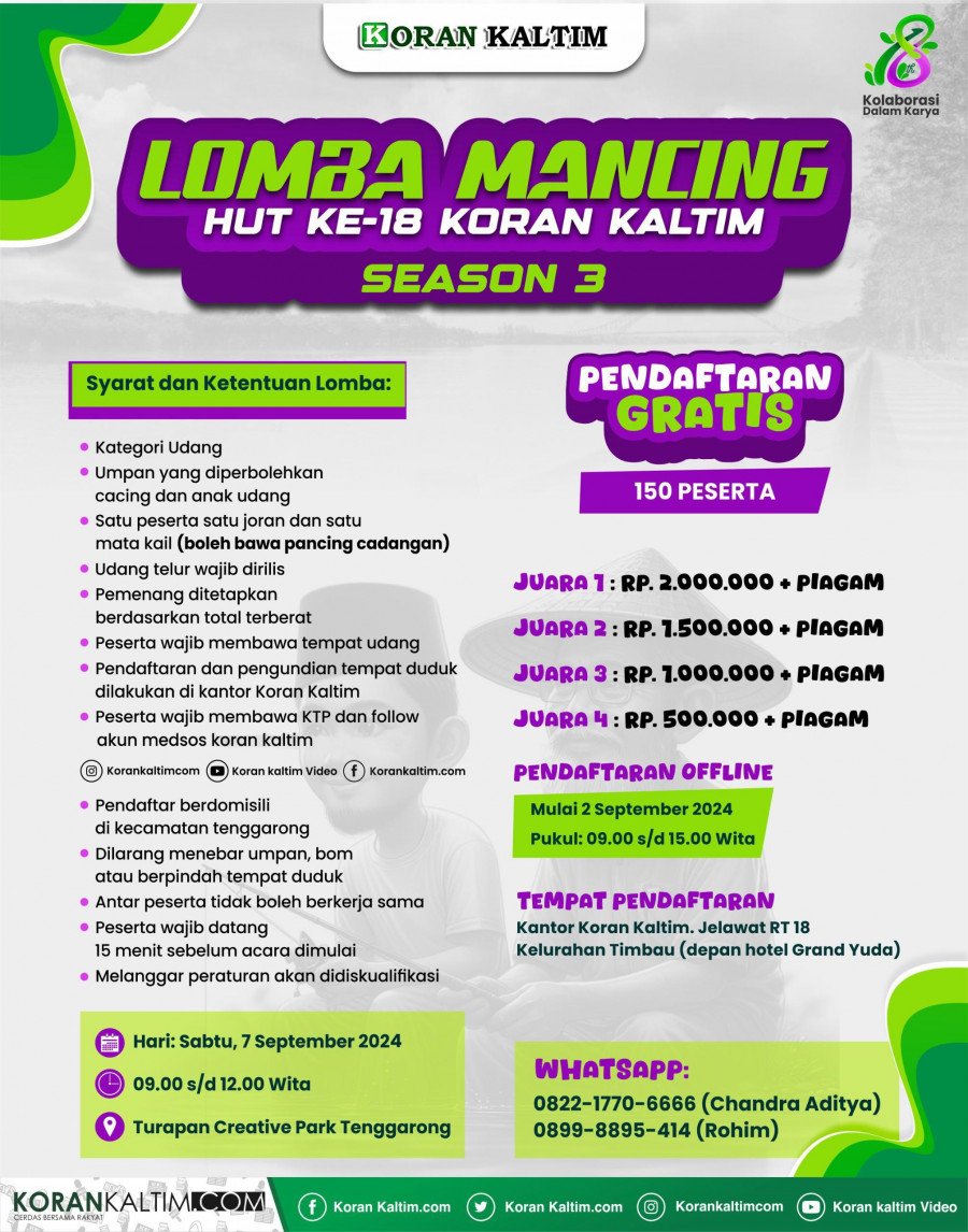 Besok, Pendaftaran Lomba Mancing Udang Koran Kaltim Dibuka