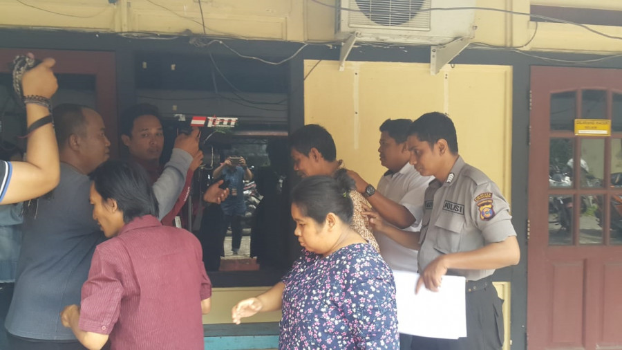 Mijan (60) usai dilakukan pemeriksanaan oleh pihak kepolisian Polsek Samarinda Kota Senin (4/3) siang tadi