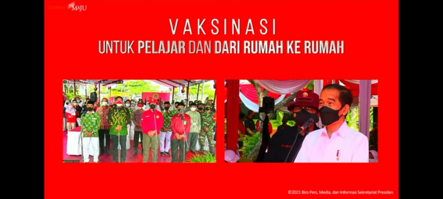 Pertemuan virtual Presiden Jokowi dengan Wali Kota Bontang dalam agenda Vaksinasi Massal untuk pelajar yang diinisasi oleh pihak BIN Kaltim (Iwan/Korankaltim.com)