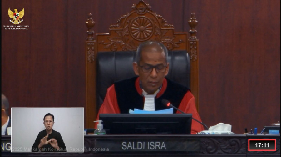 Tangkapan layar Sidang Pleno MK dengan agenda Pengucapan Putusan/Ketetapan. (Ist)