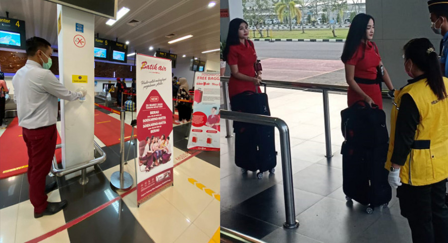 Suasana di pagi hari pada Kamis (19/3/2020) pemeriksaan lebih ekstra di Bandara Kalimarau, Berau. (Foto : Istimewa)