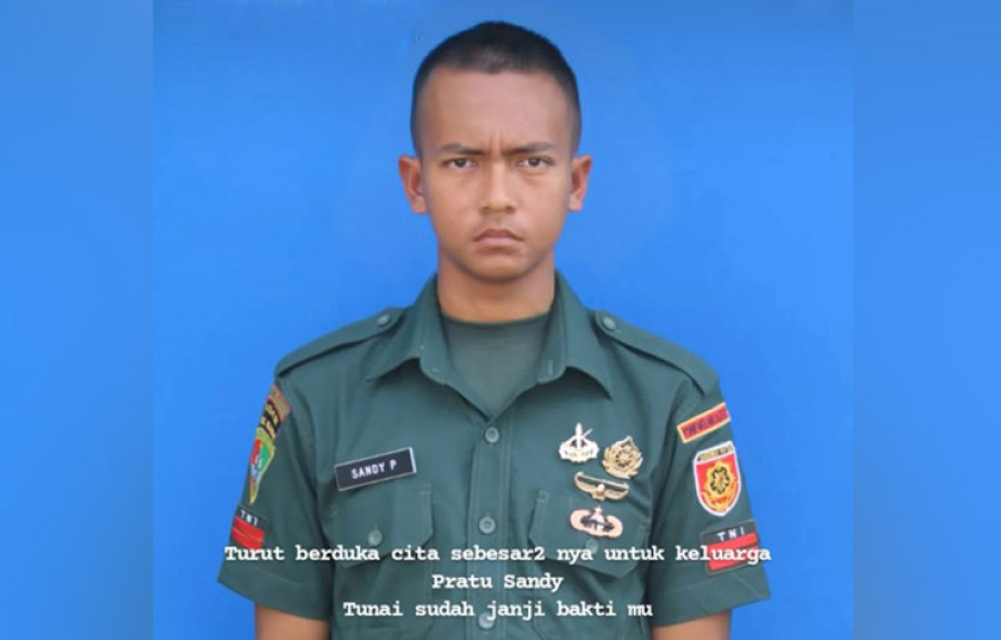 Foto Pratu Sandy Primadana yang beredar di media sosial. Prajurit muda asal Tenggarong itu dikabarkan tewas saat kontak senjata dengan KKB, di Nduga, Papua Pegunungan. (Foto: Istimewa)