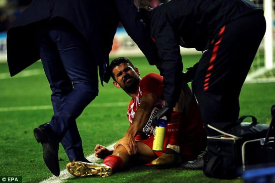 SEMPAT CEDERA: Tampil pertama kali untuk Atletico Madrid di awal 2018, Diego Costa langsung mencetak gol perdana.