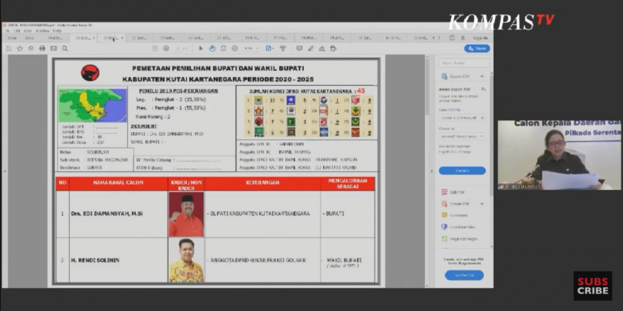 Tangkapan layar konferensi pers DPP PDI perjuangan mengmumkan 45 Bakal Pasangan Calon Kepala Daerah dan Wakil Kepala Daerah pada pilkada serentak 2020 (Foto: Istimewa)