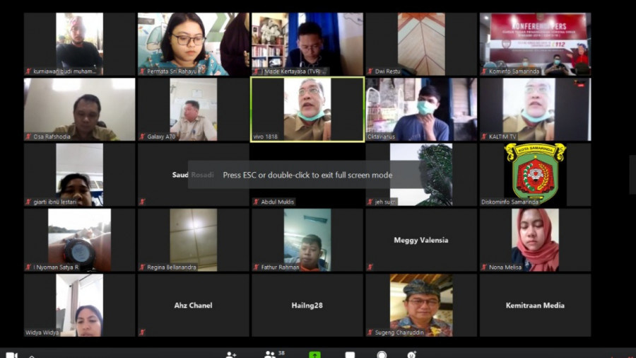 Video Conference yang dilakukan Dinkes Samarinda untuk menanggapi pemberitaan pasien meninggal akibat Covid19 (foto: permata/korankaltim.com)