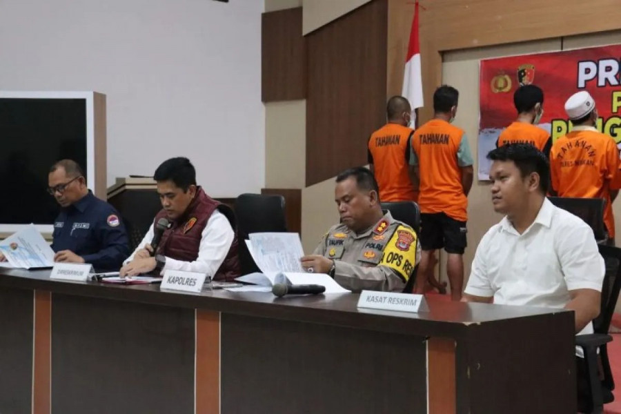 Polda Kaltara saat jumpa pers terkait pengungkapan kasus tindak pidana perdagangan orang yang terjadi di wilayah hukum daerah tersebut. (Foto: Antara)