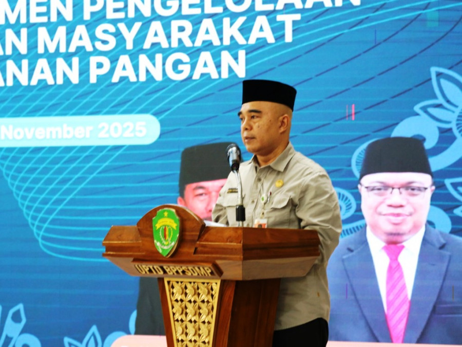 Asisten 1 buka Pelatihan Manajemen Pengelolaan Lumbung Pangan Masyarakat bagi Pengurus Lumbung dan Penyuluh Pendamping. (Foto: Prokom)