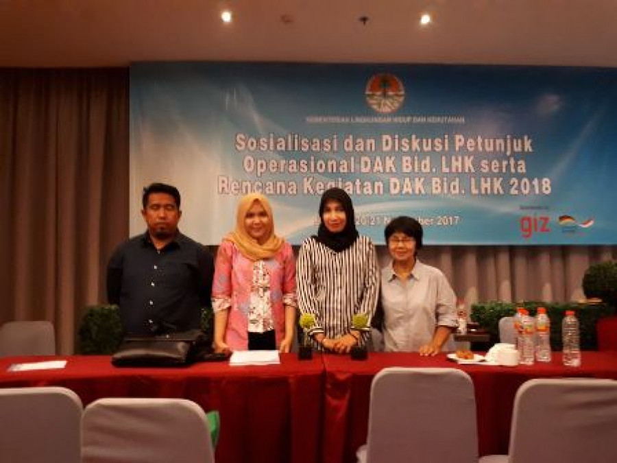 HADIRI SOSIALISASI : Perwakilan Dinas LHK saat mengikuti sosialisasi dan diskusi petunjuk operasional DAK bidang LHK di Jakarta.