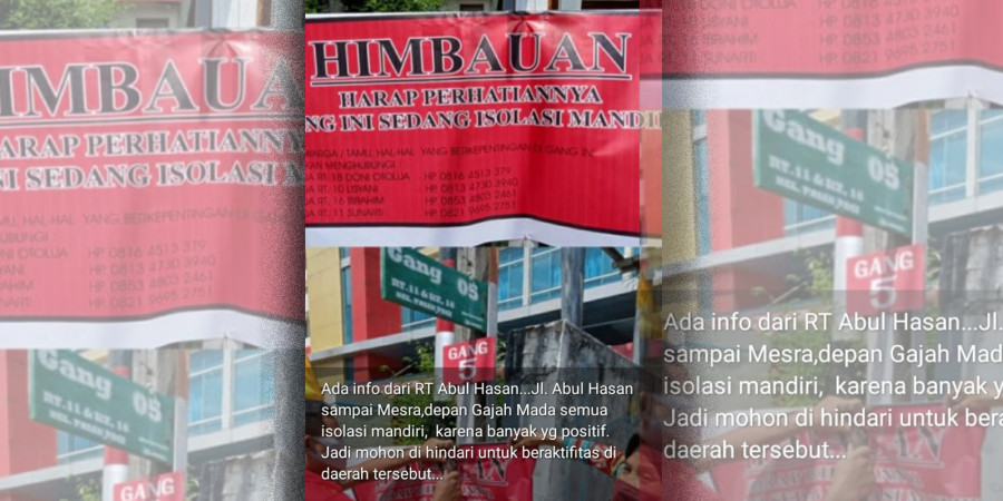Foto yang beredar di media sosial terkait warga yang isolasi mandiri karena Covid-19. (Foto: istimewa )