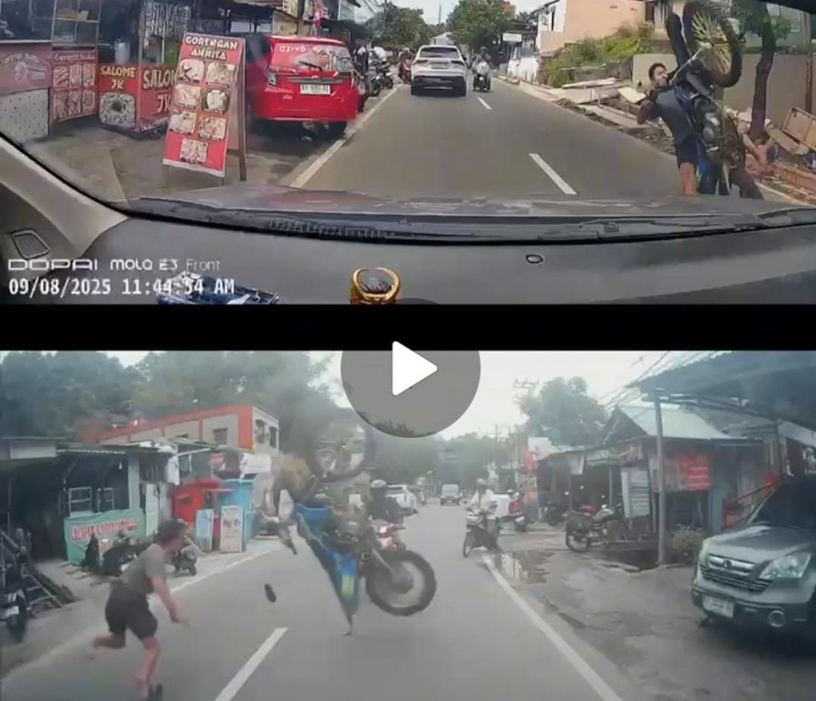 Tangkapan layar dari video yang direkam melalui dashboard kendaraan saat terjadinya insiden laka-lantas. (Foto: Istimewa)