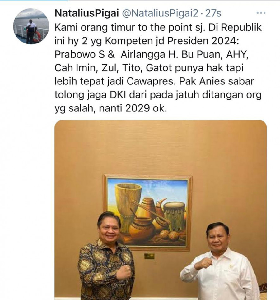 Natalius Pigai Sebut Hanya Prabowo dan Airlangga yang Pantas Nyapres di 2024