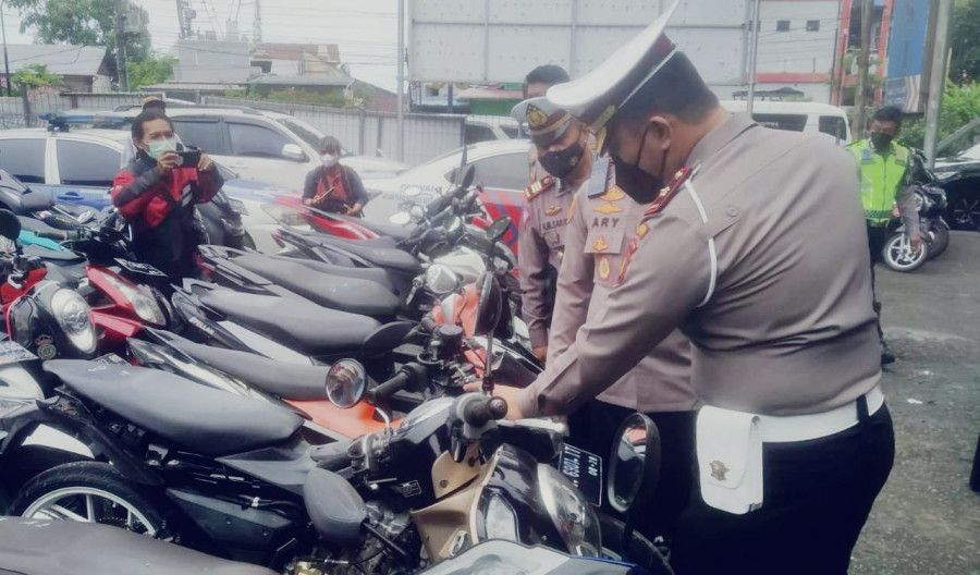 Barang bukti sepeda motor dari ungkapan balapan liar yang dilakukan oleh Satlantas Polresta Samarinda beberapa waktu lalu.(Foto:Nancy/korankaltim.com)
