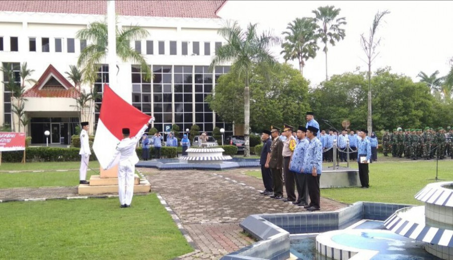 Suasana Upacara Memperingati Hari Lahir Pancasila 1 Juni 2018 di halaman Kantor Bupati Kukar tadi pagi