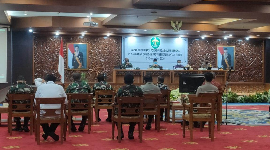 Rakor Forkopimda Kaltim yang dilaksanakan di Kantor Gubernur Kaltim, Jalan Gajah Mada (permata/korankaltim.com)
