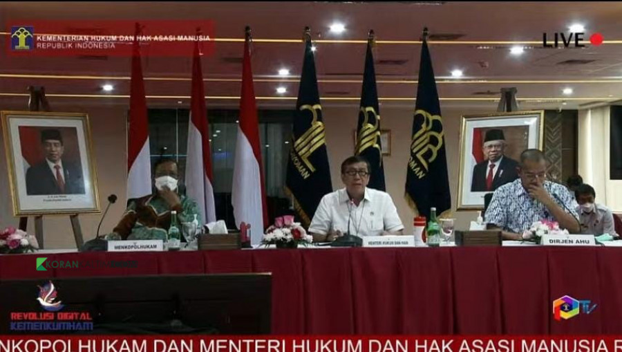 Tangkapan layar konferensi pers Kemenkumham menyangkut hasil KLB Partai Demokrat di Deli Serdang, Sumatera Utara. (Foto: Faishal Ays/Korankaltim.com)