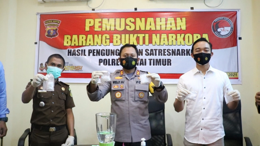 Pemusnahan barang bukti (BB) narkotika jenis sabu seberat 131,44 Gram (Foto: istimewa)