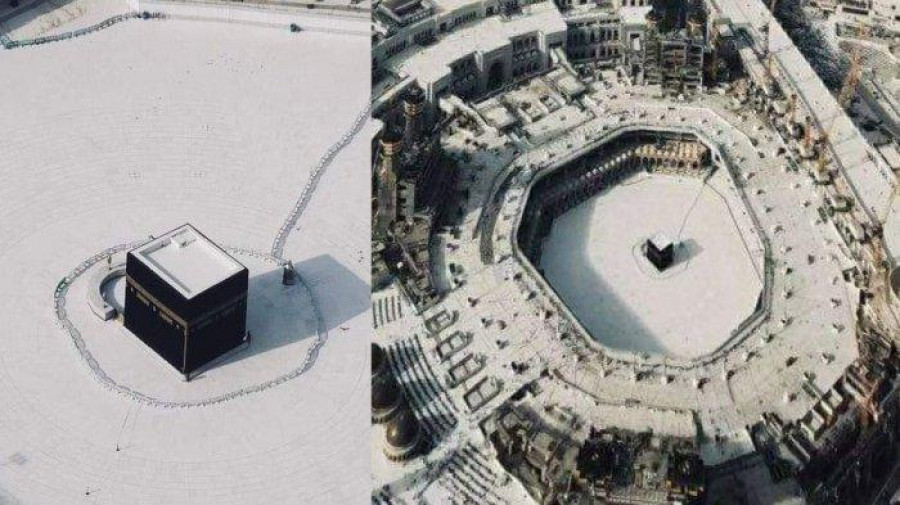 Foto masjidil haram setelah dilakukan sterilisasi ( Foto: twitter.com/@_Ufaq_)