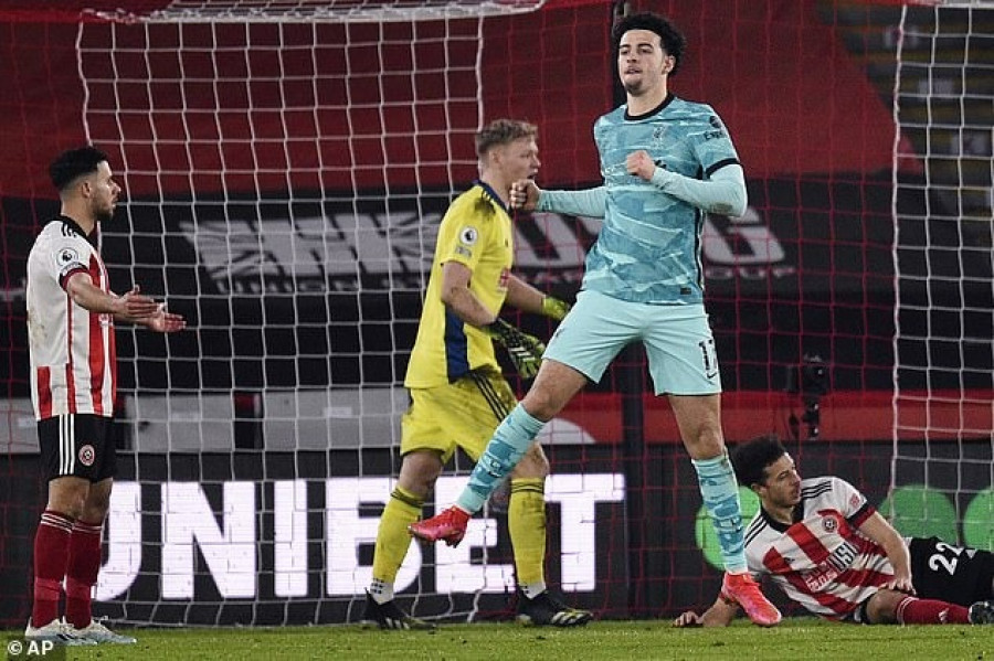 Gol yang dicetak Curtis Jones ke gawang Sheffield di dedikasikan untuk Alisson Becker. (dailymail)