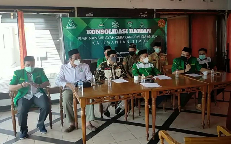 PW GP Ansor Kaltim saat Konsolidasi Harian dengan keputusan, melarang keras seluruh kader gunakan atribut organisasi jaga posko pemenangan calon. (Foto: istimewa)