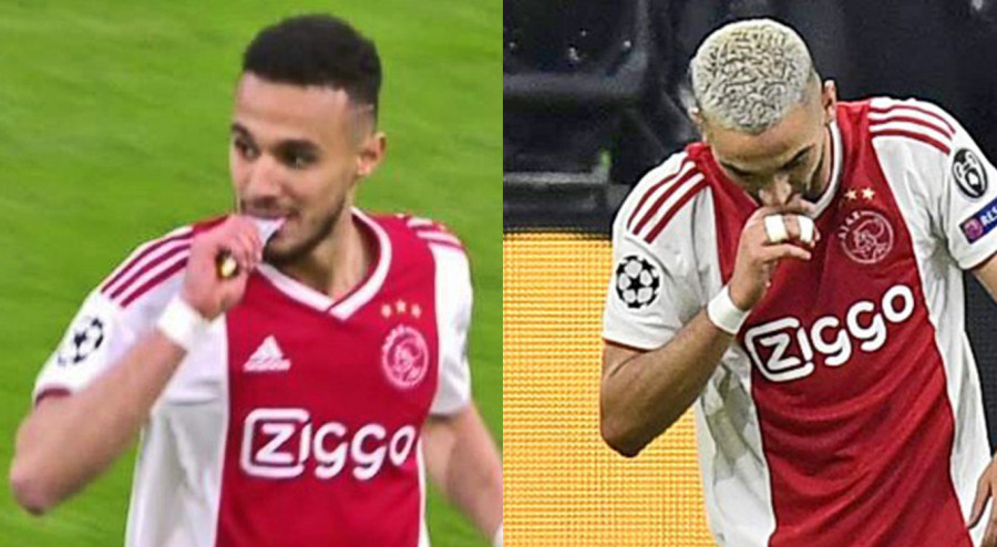 Noussair Mazraoui dan Hakim Ziyech, tetap prima saat bertanding melawan spur meski sedang berpuasa ( Foto: Daylimail)
