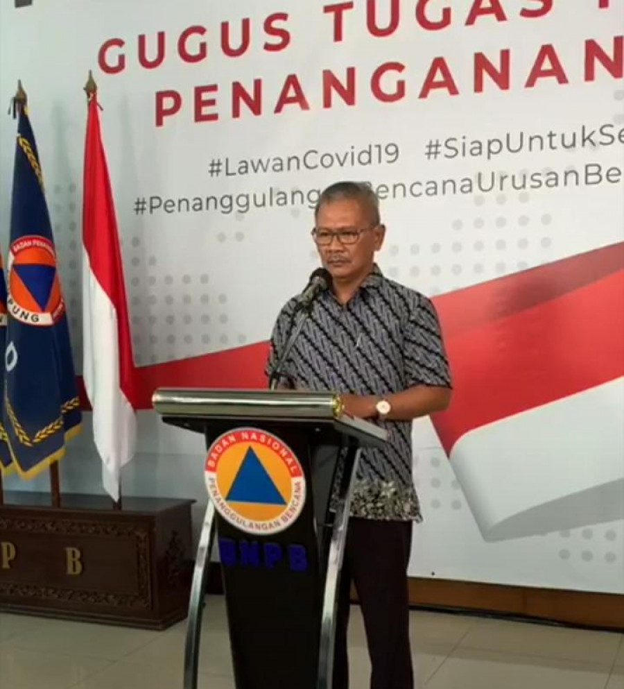 Jubir Covid-19 Nasional Achmad Yurianto, saat rilis di Graha BNPB Jakarta, Sabtu (28/03/2020) sore.