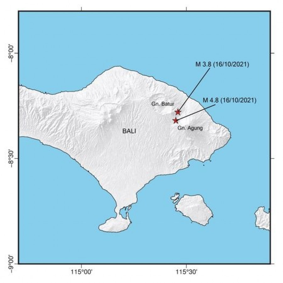 Lokasi gempa di Karangasem, Bali, dini hari tadi (daryonotwitter)