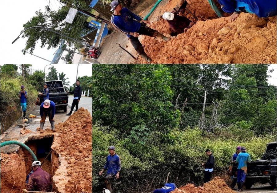 Upaya Perbaikan Pipa Induk Diameter 16 Inch oleh Petugas PDAM Tirta Mahakam (Foto: heri/korankaltim.com)