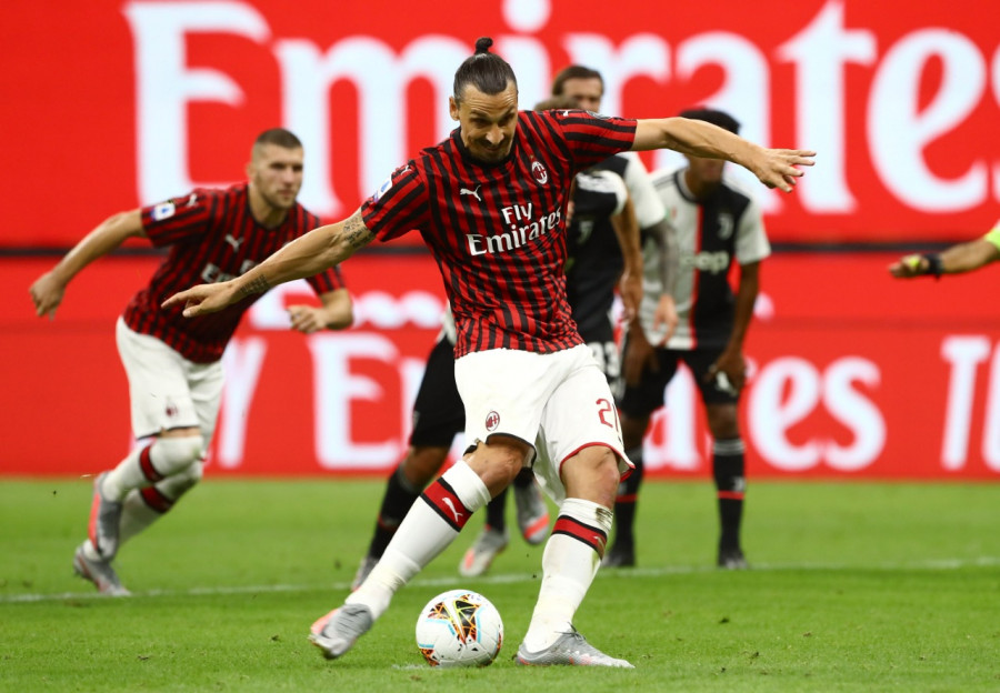 Zlatan Ibrahimovic, mencetak satu gol via penalti untuk AC Milan dalam kemenangan besar dari Juventus dinihari tadi. (twitter)