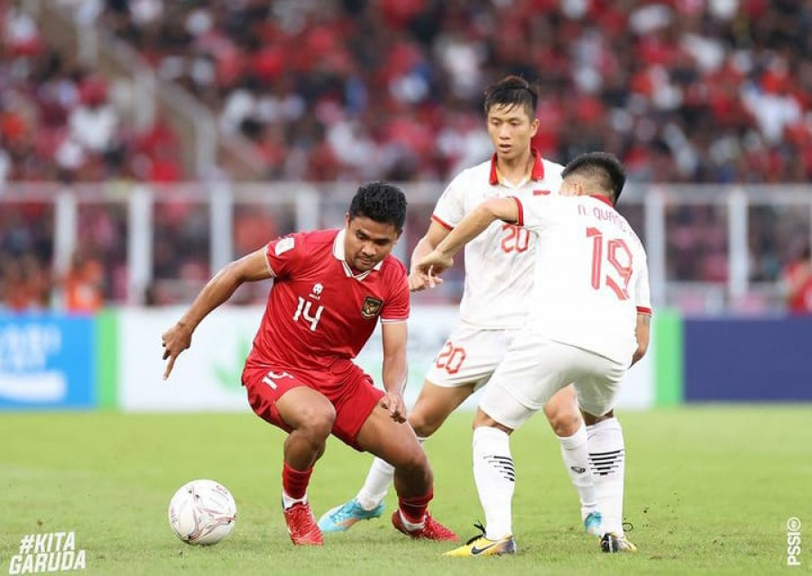 Aksi Asnawi M Bahar saat laga Indonesia vs Vietnam Jumat (6/1/2023) (Instagram/@pssi)