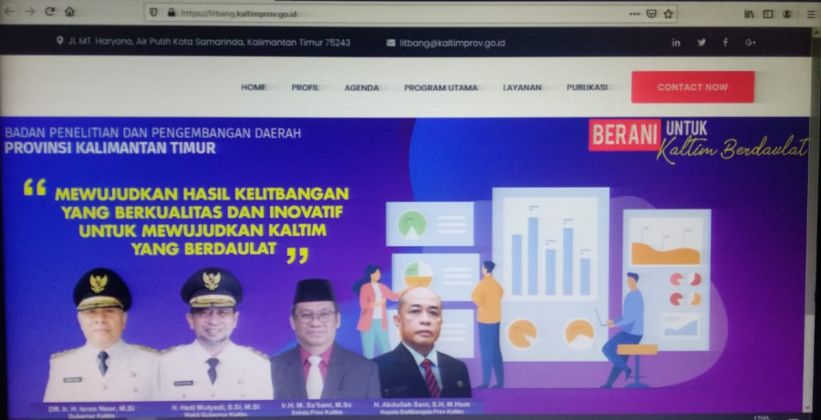 Tangkapan layar, situs Balitbangda Kaltim, yang sempat jadi sasaran peretasan. (foto:dok.korankaltim.com)