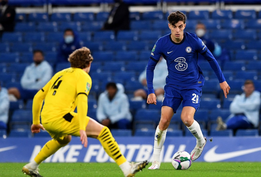 Kai Havertz, mencetak hattrick perdana bersama Chelsea dari ajang Piala Liga Inggris. (chelseafctwitter)
