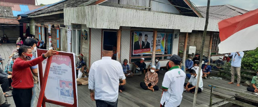 Kampanye yang tetap memperhatikan protokol kesehatan Cabup Edi Damansyah ke Kecamatan Kenohan disambut hangat dan antusias oleh warga setempat (foto: Relawan Edi-Rendi. Dok)