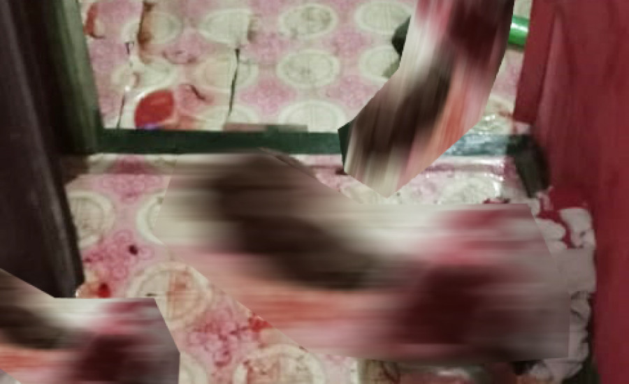 Kondisi salah satu warung kopi yang dirampok, terlihat darah korban berceceran di lantai (ist)