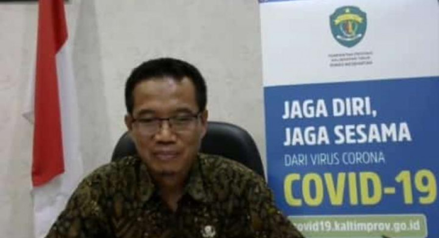 Jubir Covid-19 Kaltim, Andi Muhammad Ishak, saat melakukan konferensi pers melalui aplikasi video conference Zoom, Kamis (02/04/2020) petang.