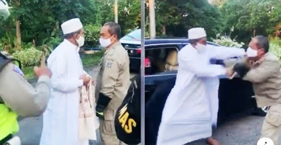 Tangkapan layar Habib Umar Terlibat Baku Pukul dengan Satpol PP ( Foto: Istimewa/net )