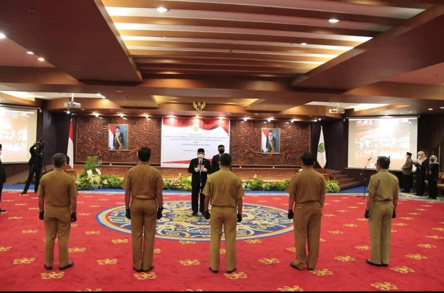 Pengukuhan 5 Pjs Kepala Daerah di Kaltim untuk menggantikan para kepala daerah yang cuti Pilkada (Humas Pemprov Kaltim)
