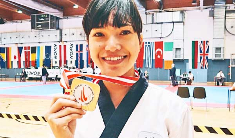 RUHIL salah satu taekwondoin Kaltim yang saat ini perkuat Timnas Indonesia di Asian Games dikategori seni Poomsae ( Rgn / korankaltim)