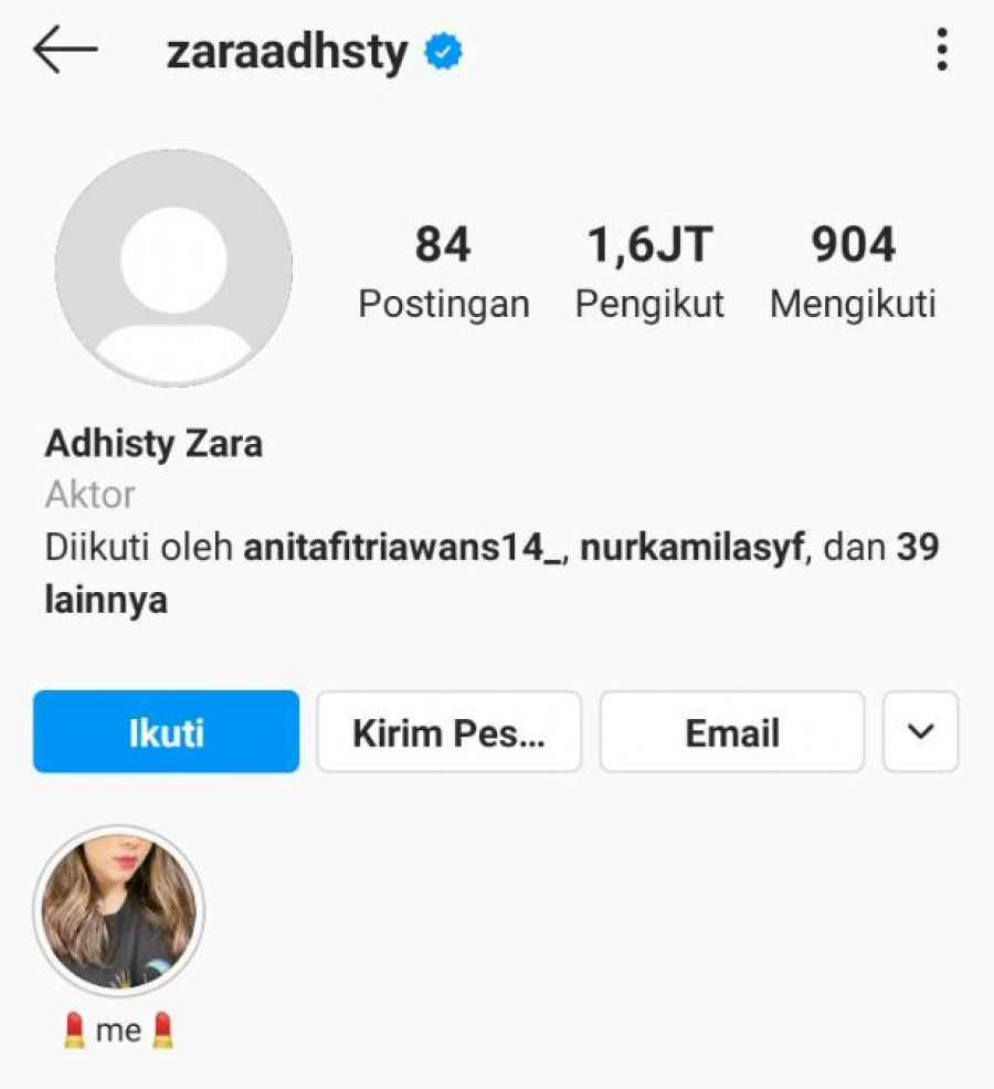 Tangkapan layar, akun Instagram @adhistyzara