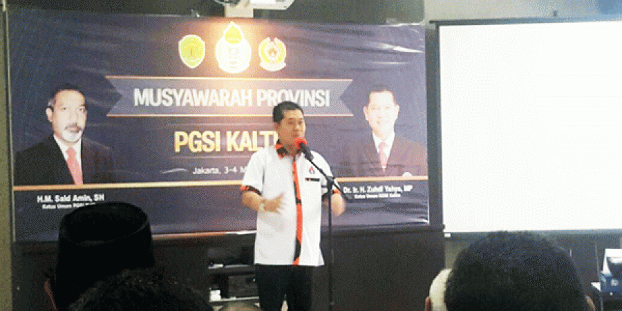 Ketua KONI Kaltim, Zuhdi Yahya saat membuka kegiatan Musprov PGSI Kaltim Sabtu (3/3) pagi ini di Jakarta. (Nancy/korankaltim)