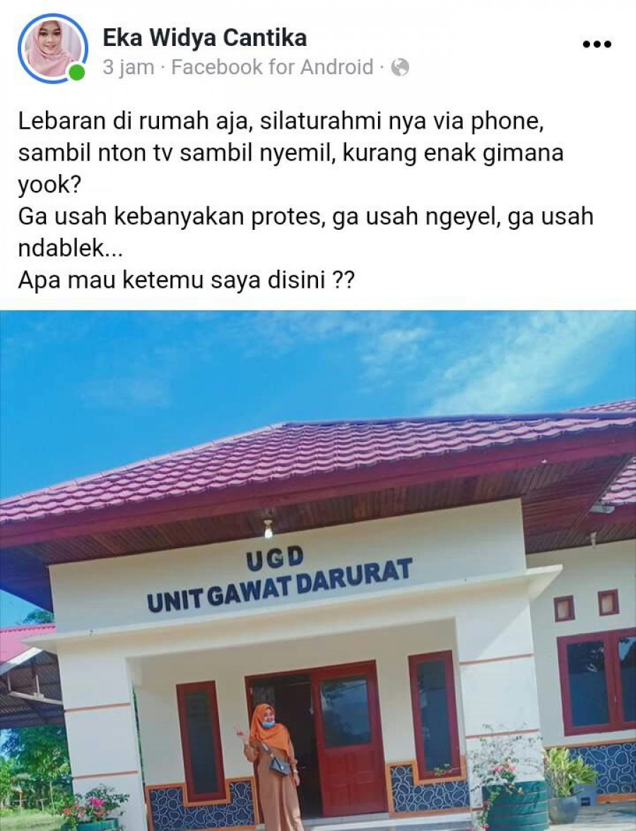 Tangkapan layar, status salah satu perawat di Kutai Kartanegara. (Facebook.com)